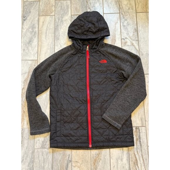 The North Face boys youth large 14/16 black/gray/red sweater fleece coat - Picture 1 of 5